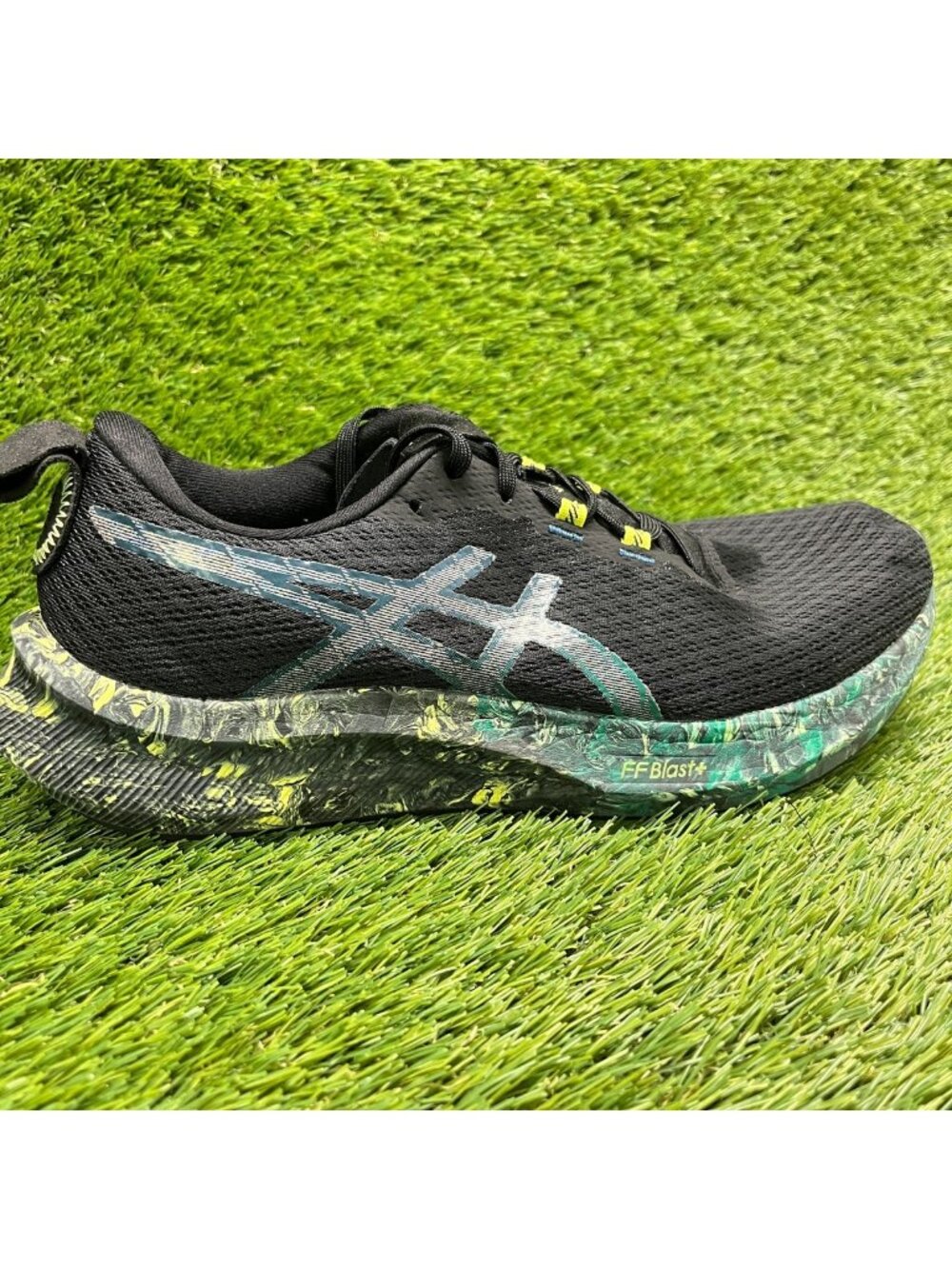 Asics Noosa Tri 16 Mens Size 9 Black Green Blue Athletic Running Shoes Sneakers